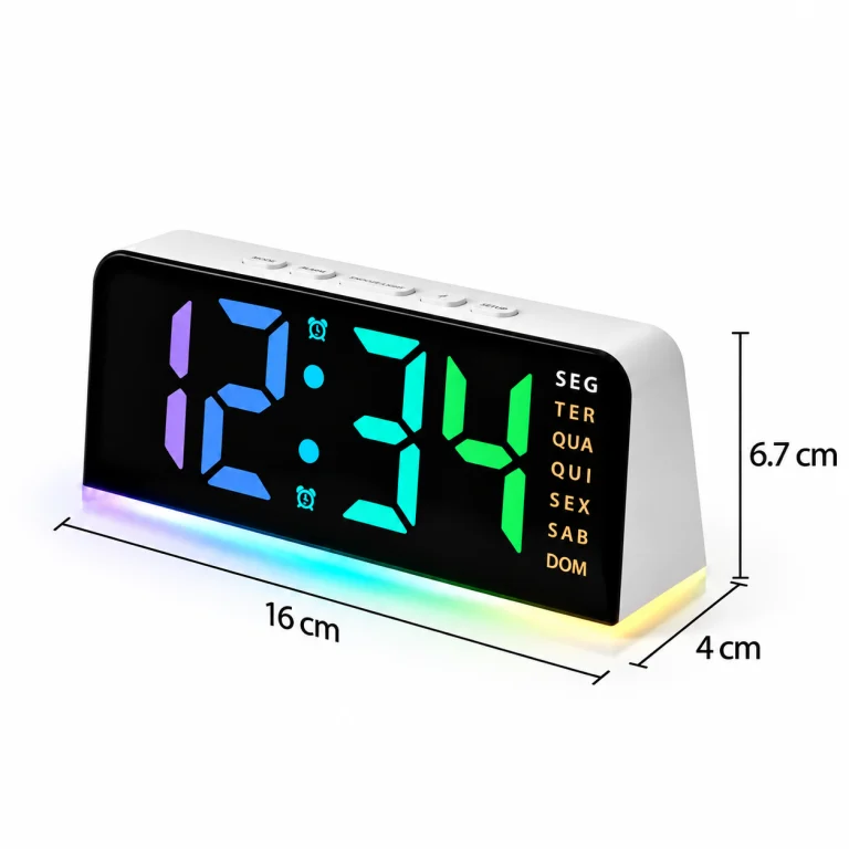 ابعاد ساعت رومیزی دیجیتال RGB مدل GH0739R